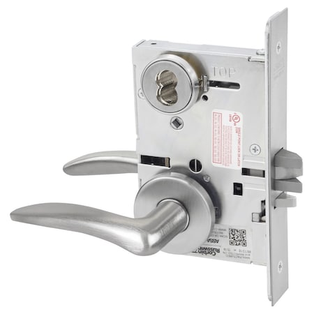 Storeroom Or Closet Mortise Lock, DS Lever, A Rose, 6-Pin LFIC Less Core, Satin Chrome